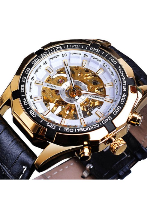 A Forsining Watch Men's Fashion Casual Classic Popular Waterproof Manual Mechanical Watch